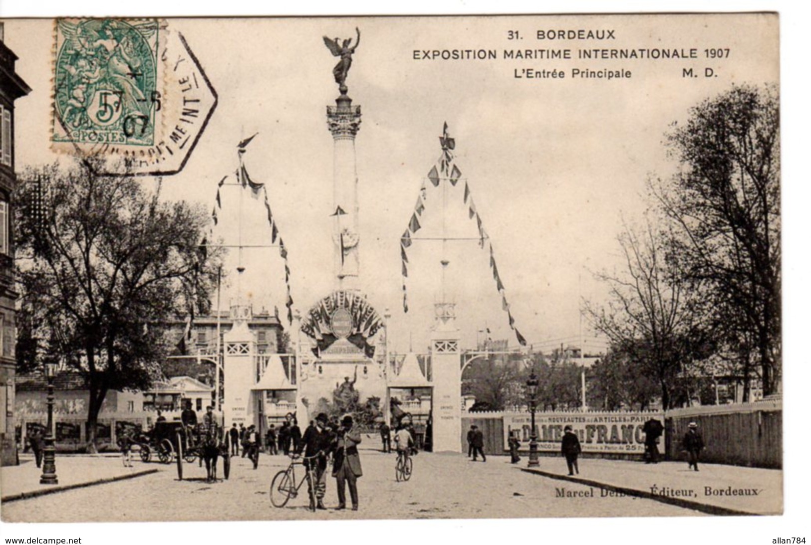 33 - GIRONDE - 1907 - CPA BORDEAUX - ENTREE EXPO MARITIME INTERNATIONALE  - EXC ETAT - - Bordeaux
