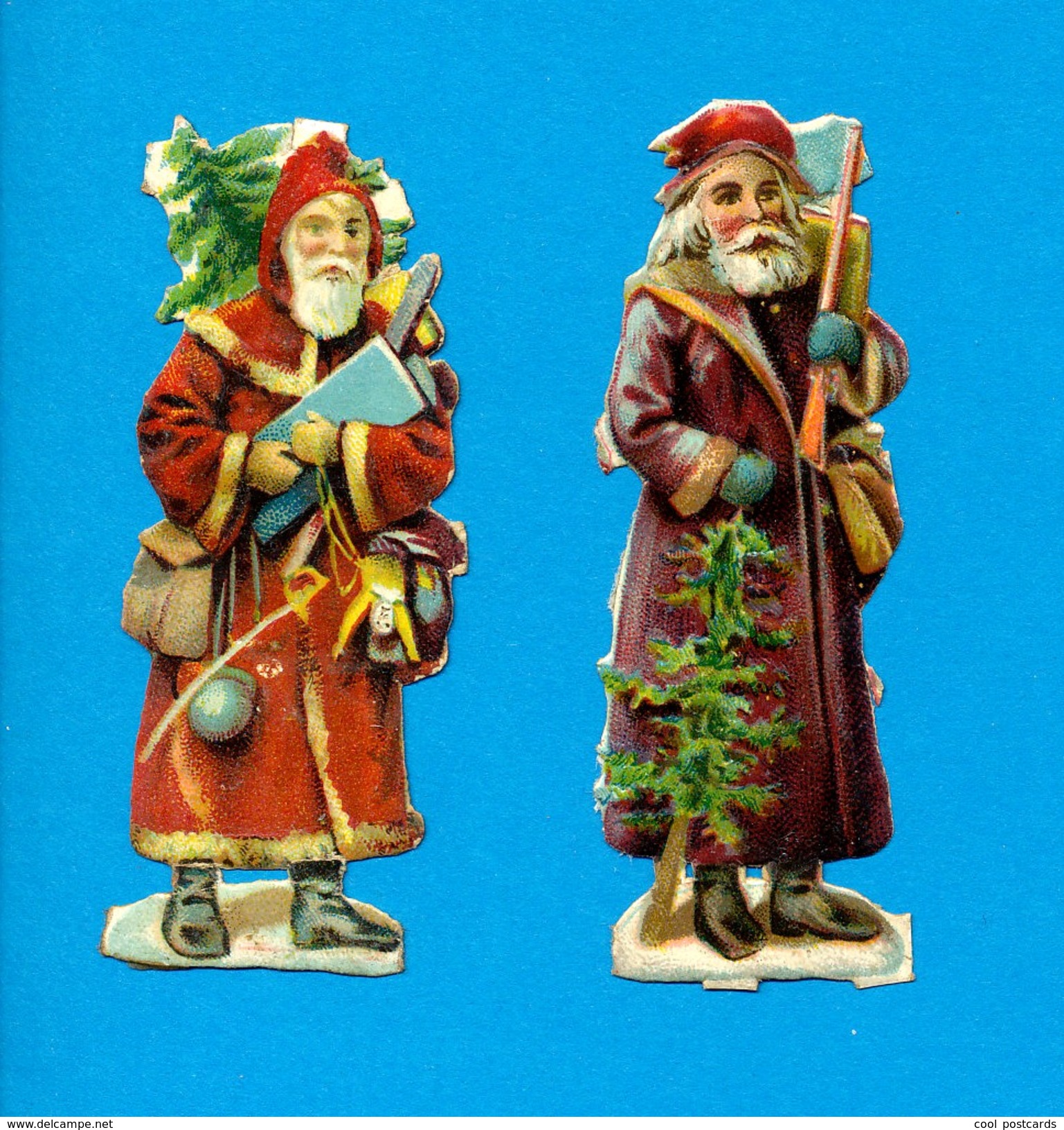 DECOUPIS  ANCIENS GAUFRE, VICTORIAN SCRAP,  LOT 2 SANTA CLAUS, TREE, PERE NOEL, SAPIN, EX COND, H Max 7 Cm - Motif 'Noel'