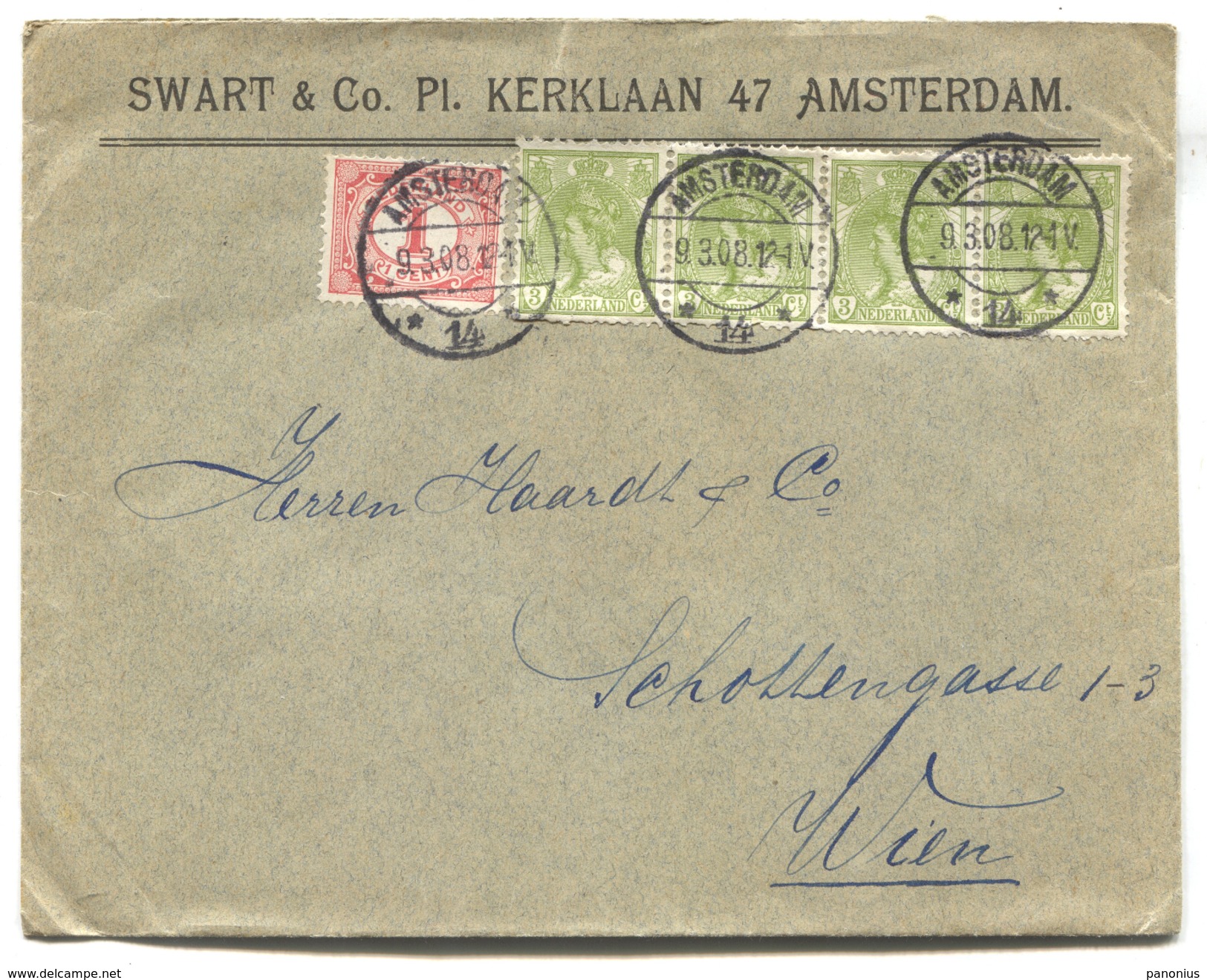 NETHERLANDS - AMSTERDAM, Memorandum Cover SWART & Co. 1908. - Brieven En Documenten