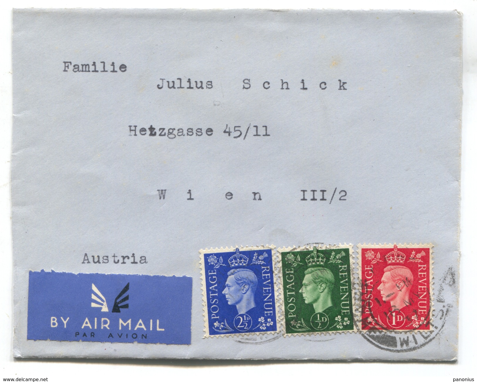 GREAT BRITAIN - AIR MAIL COVER FOR AUSTRIA, 1937. - Oblitérés