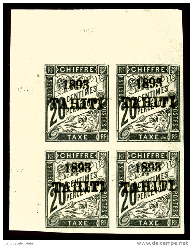 ** N&deg;21, 20c Noir En Bloc De Quatre Coin De Feuille, Fra&icirc;cheur Postale, SUP (sign&eacute;... - Unused Stamps