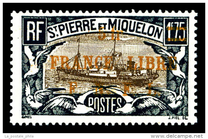 ** N&deg;245a, 5f Sur 1,75f Noir Et Brun: Surcharge 'FRANCE LIBRE F.N.F.L' Orange, Tr&egrave;s Bon Centrage,... - Unused Stamps