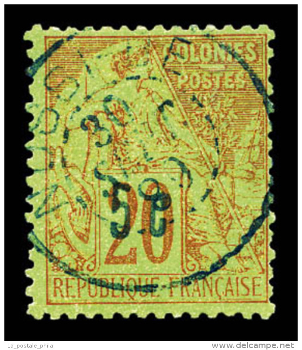 O N&deg;9, 5c Sur 20c Brique Sur Vert. SUP. R.R. (sign&eacute; Brun/certificat)    Qualit&eacute;: O   Cote: 2200... - Used Stamps