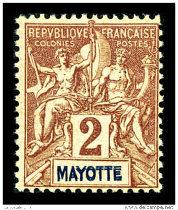 ** N&deg;2a, MAYOTTE Double, Fra&icirc;cheur Postale, SUP (certificat)    Qualit&eacute;: **   Cote: 1160 Euros - Unused Stamps