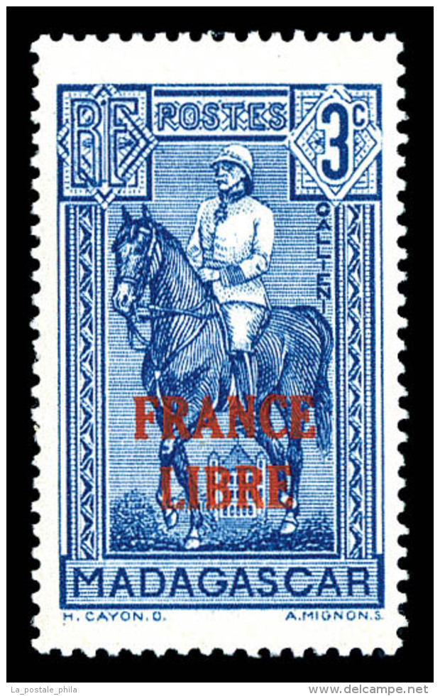 ** N&deg;243, 3c Bleu Surcharg&eacute; 'FRANCE LIBRE', TTB (sign&eacute; Brun)    Qualit&eacute;: **   Cote: 222... - Unused Stamps