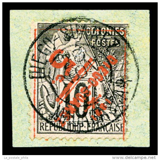 O N&deg;11a, 5c S 10c Noir S Lilas, Surcharge Renvers&eacute;e Sur Petit Fragment. TTB (certificat)   ... - Used Stamps