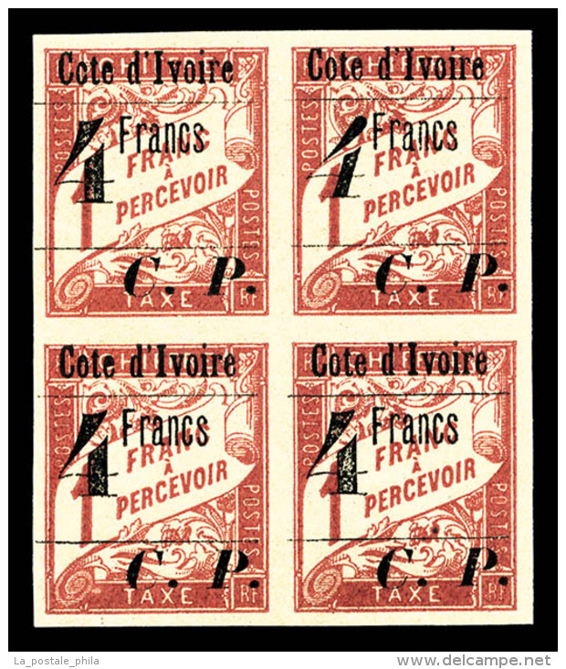 ** N&deg;21a, 4F Sur 1F Rose Paille: Type II Tenant &agrave; Normaux (type I) Dans Un Bloc De Quatre,... - Unused Stamps