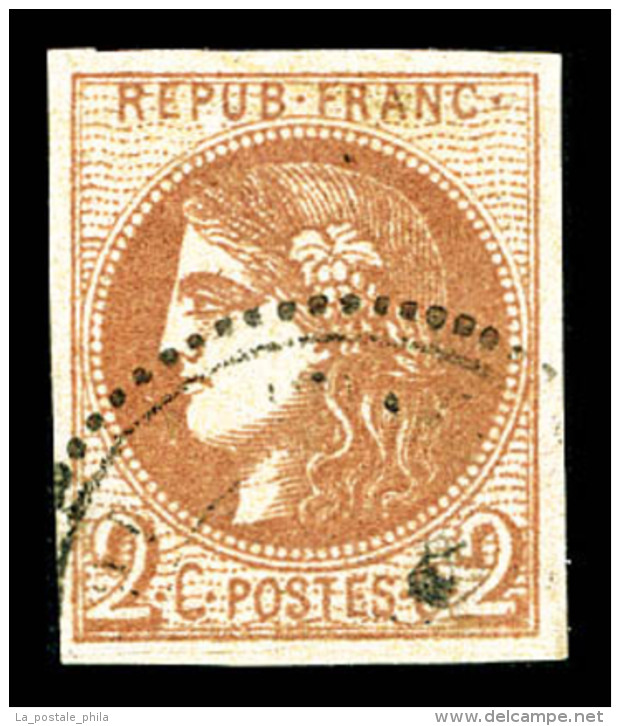 O N&deg;40B, 2c Brun-rouge, Obl C&agrave;d Perl&eacute;. TTB (sign&eacute; Scheller/certificat)    Qualit&eacute;:... - 1870 Ausgabe Bordeaux