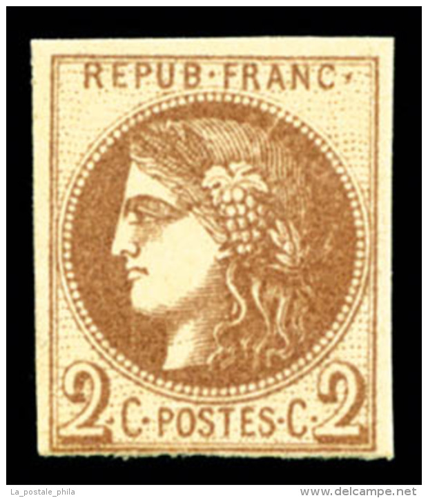 ** N&deg;40Aa, 2c Chocolat Report 1, Fra&icirc;cheur Postale, SUPERBE (certificat)     Qualit&eacute;: ** - 1870 Ausgabe Bordeaux