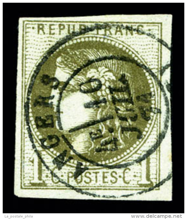 O N&deg;39Cc, 1c Olive-bronze Rep 3. TB (sign&eacute; Brun)    Qualit&eacute;: O   Cote: 300 Euros - 1870 Ausgabe Bordeaux