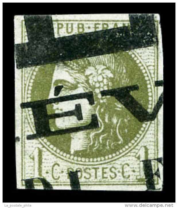 O N&deg;39C, 1c Olive Obl Typographique Des Journaux. TB (sign&eacute; Scheller)    Qualit&eacute;: O   Cote: 275... - 1870 Ausgabe Bordeaux