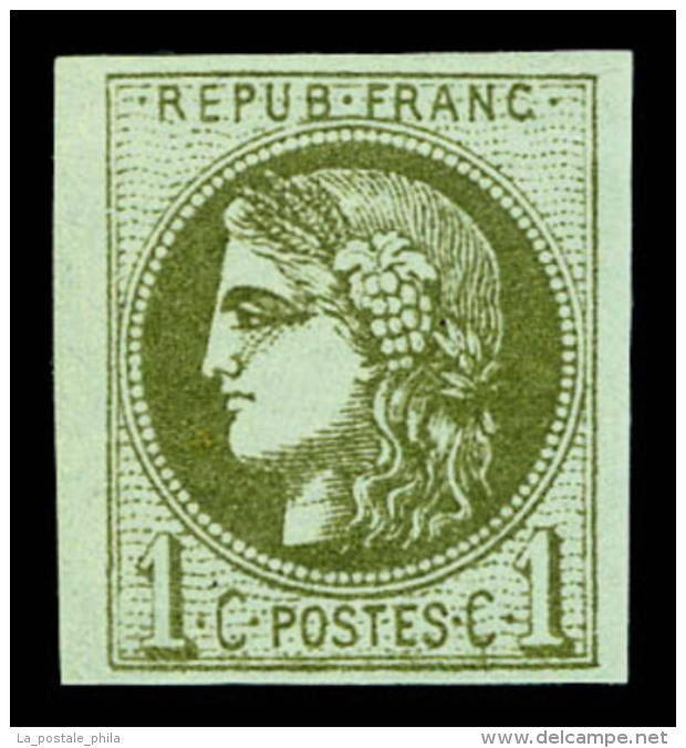 * N&deg;39B, 1c Olive Rep 2, TTB (sign&eacute; Scheller)    Qualit&eacute;: *   Cote: 225 Euros - 1870 Ausgabe Bordeaux