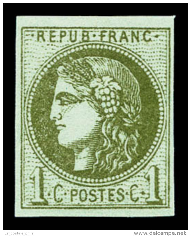 ** N&deg;39B, 1c Olive Rep 2, Fra&icirc;cheur Postale. SUP (sign&eacute; Scheller)    Qualit&eacute;: ** - 1870 Ausgabe Bordeaux