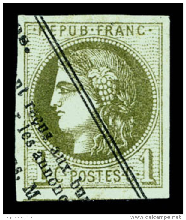 O N&deg;39A, 1c Olive Rep 1 Obl Typographique Des Journaux, TTB    Qualit&eacute;: O   Cote: 275 Euros - 1870 Ausgabe Bordeaux