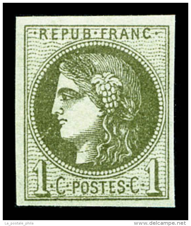 ** N&deg;39A, 1c Olive Report 1, Fra&icirc;cheur Postale, SUP (certificat)    Qualit&eacute;: ** - 1870 Ausgabe Bordeaux