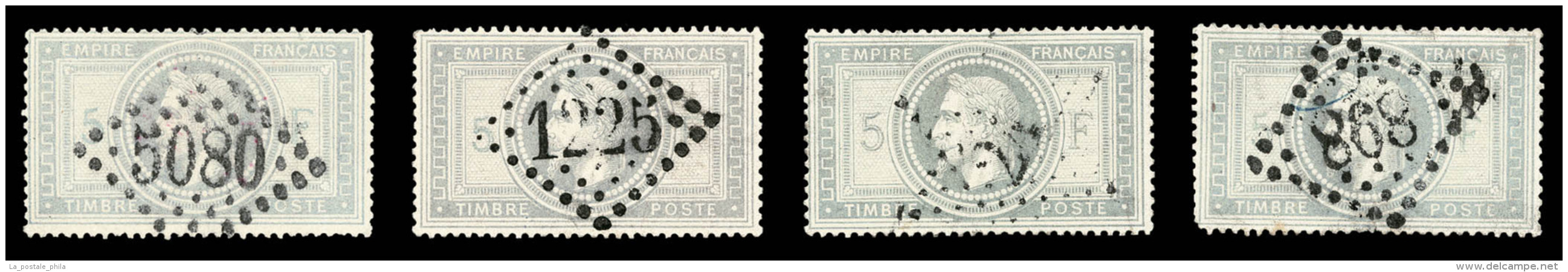 O N&deg;33, 5F Empire, 4 Exemplaires, Bonne Presentation. ST/TB    Qualit&eacute;: O   Cote: 4400 Euros - 1863-1870 Napoleone III Con Gli Allori