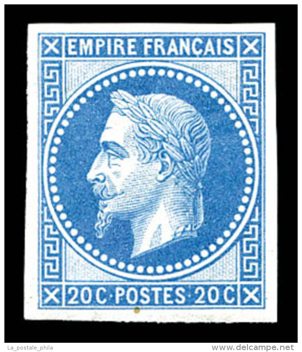 ** N&deg;29Ab, 20c Bleu Non Dentel&eacute;, Impression De Rothschild, SUP (certificat)    Qualit&eacute;: ** - 1863-1870 Napoléon III. Laure