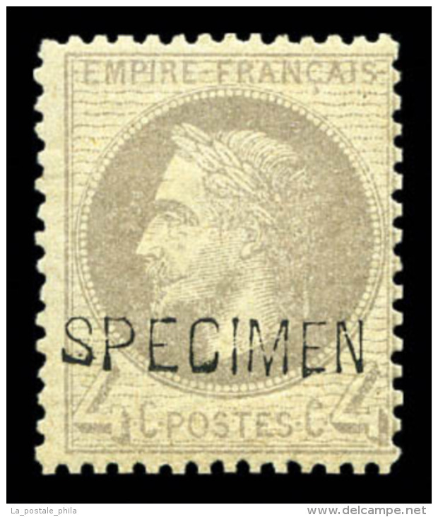 * N&deg;27Bg, '4c Gris Surcharg&eacute; 'SPECIMEN', TB (sign&eacute; Brun)    Qualit&eacute;: *   Cote: 400 Euros - 1863-1870 Napoléon III. Laure