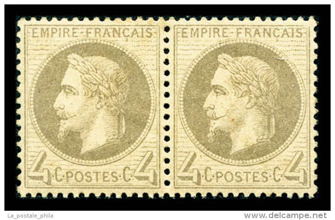 * N&deg;27B, 4c Gris Type II En Paire, Tr&egrave;s Bon Centrage, TTB (certificat)    Qualit&eacute;: *   Cote: 700... - 1863-1870 Napoléon III. Laure