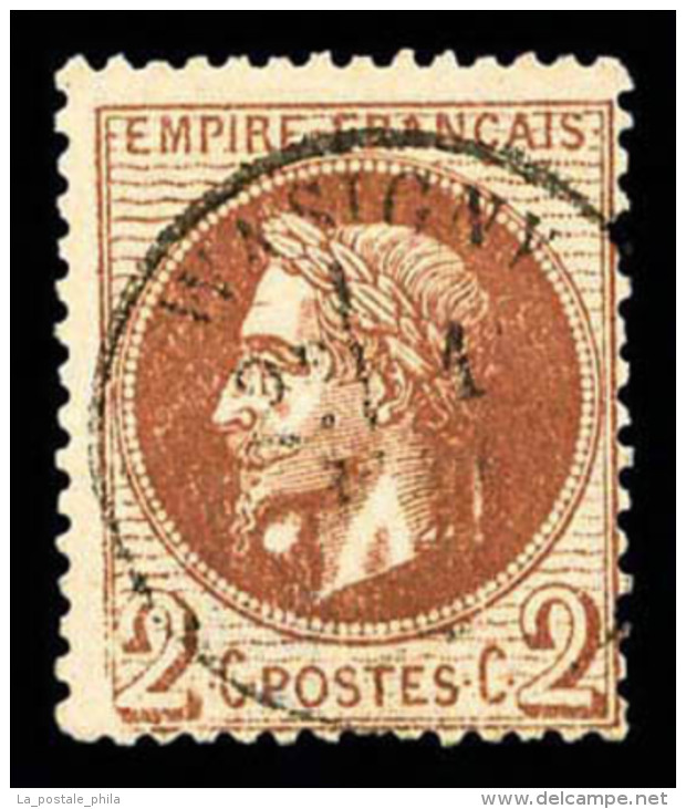 O N&deg;26Ae, 2c Rouge-brun, Boule Blanche Sous Le Cou, Tr&egrave;s Jolie Pi&egrave;ce, RARE... - 1863-1870 Napoléon III. Laure
