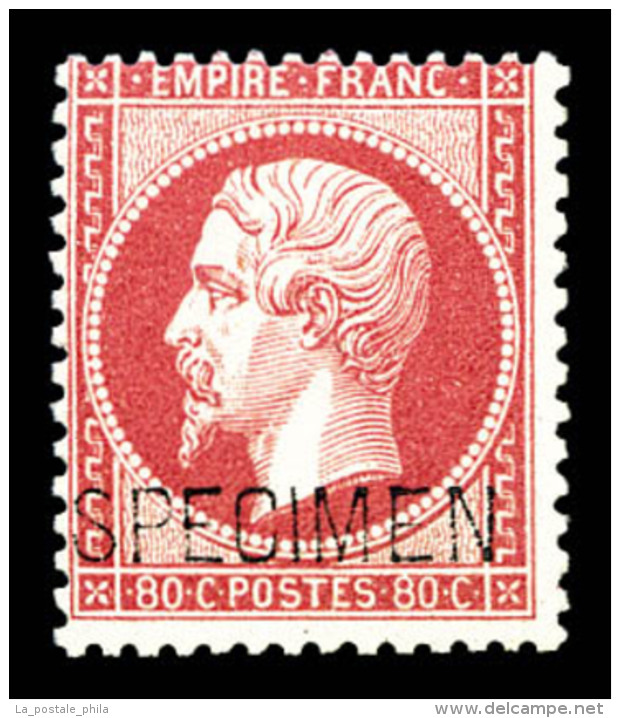 ** N&deg;24d, 80c Rose Surcharg&eacute; 'SPECIMEN', Fra&icirc;cheur Postale, SUP (certificat)    Qualit&eacute;: **... - 1862 Napoléon III.