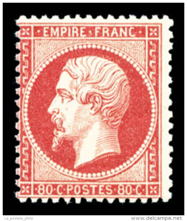 ** N&deg;24, 80c Rose, Fra&icirc;cheur Postale, SUP (certificat)     Qualit&eacute;: ** - 1862 Napoléon III.