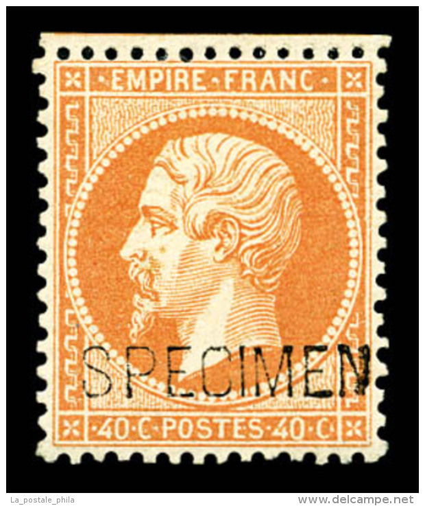 ** N&deg;23d, 40c Orange Surcharg&eacute; 'SPECIMEN', Fra&icirc;cheur Postale, TB (sign&eacute;/certificat)   ... - 1862 Napoléon III.
