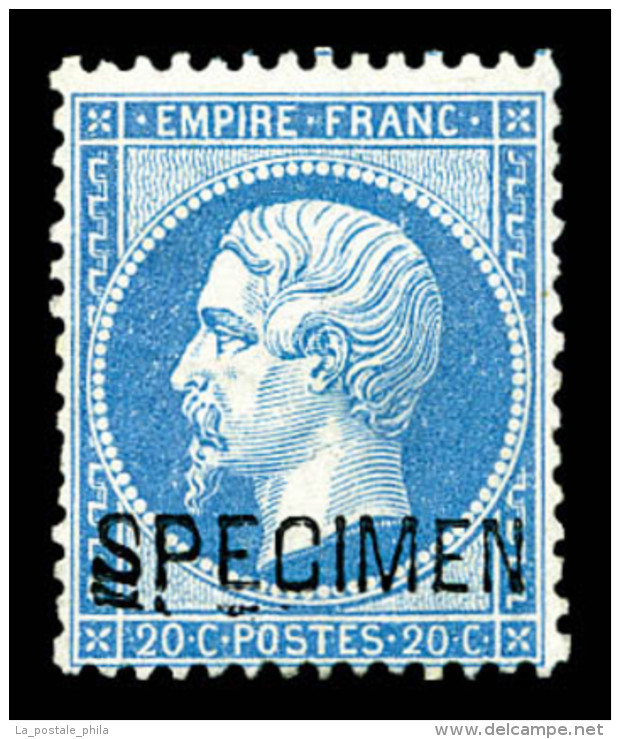 * N&deg;22d, 20c Bleu Surcharg&eacute; 'SPECIMEN'. TB (sign&eacute; Scheller)    Qualit&eacute;: *   Cote: 400... - 1862 Napoléon III.