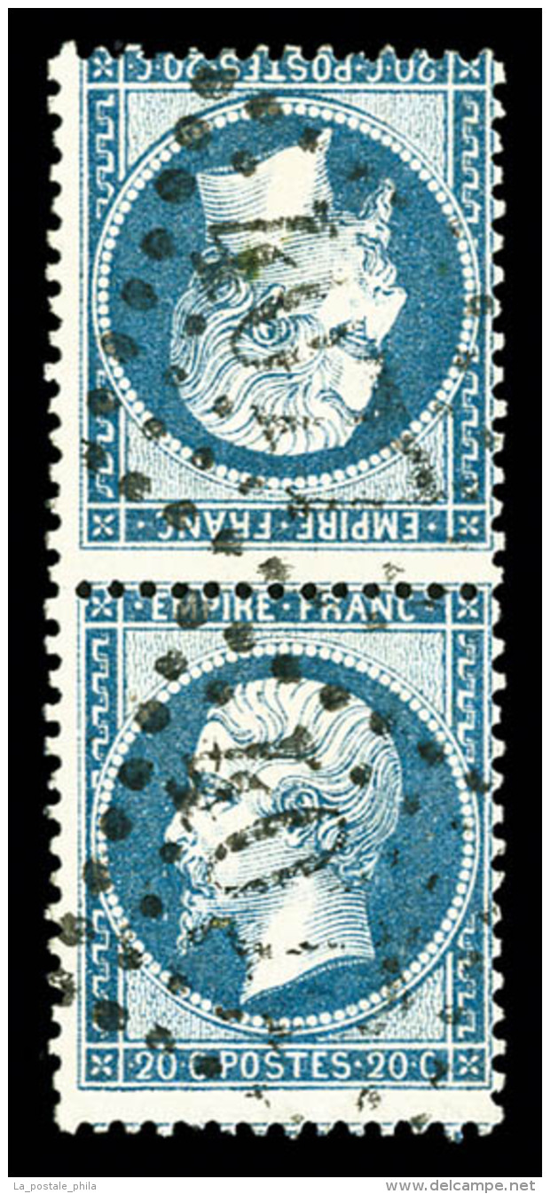 O N&deg;22b, 20c Bleu En T&ecirc;te-b&ecirc;che Verticale, TB (certificats)    Qualit&eacute;: O   Cote: 1400 Euros - 1862 Napoleon III