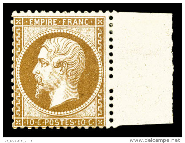 * N&deg;21b, 10c Bistre-brun, Bord De Feuille, Tr&egrave;s Frais. TTB (sign&eacute;/certificat)    Qualit&eacute;:... - 1862 Napoleon III