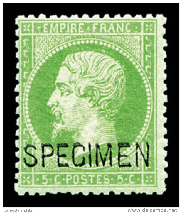 ** N&deg;20f, 5c Vert Surcharg&eacute; 'SPECIMEN', Fra&icirc;cheur Postale. SUP    Qualit&eacute;: ** - 1862 Napoléon III.