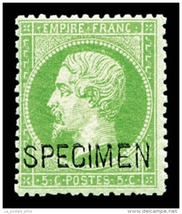 ** N&deg;20f, 5c Vert Surcharg&eacute; 'SPECIMEN', Fra&icirc;cheur Postale. SUP    Qualit&eacute;: ** - 1862 Napoleon III