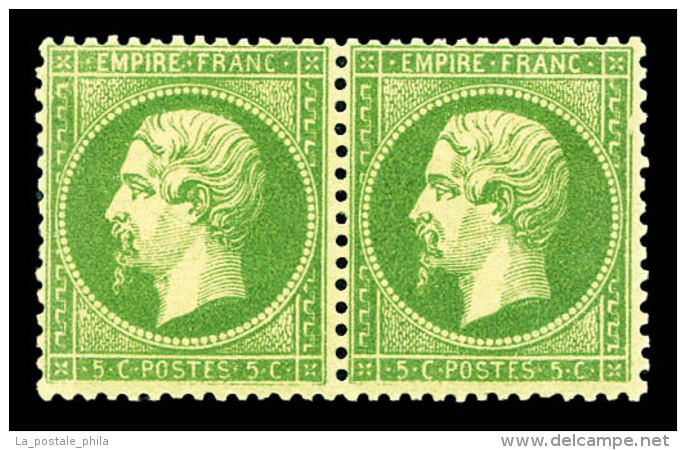 * N&deg;20a, 5c Vert-fonc&eacute; En Paire Horizontale. TTB (certificat)    Qualit&eacute;: *   Cote: 750 Euros - 1862 Napoleon III