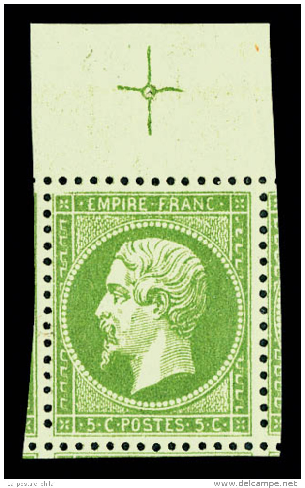 ** N&deg;20, 5c Vert, 5 Voisins Bdf Avec Croix De Rep&egrave;re, Tr&egrave;s Bon Centrage. SUPERBE... - 1862 Napoléon III.