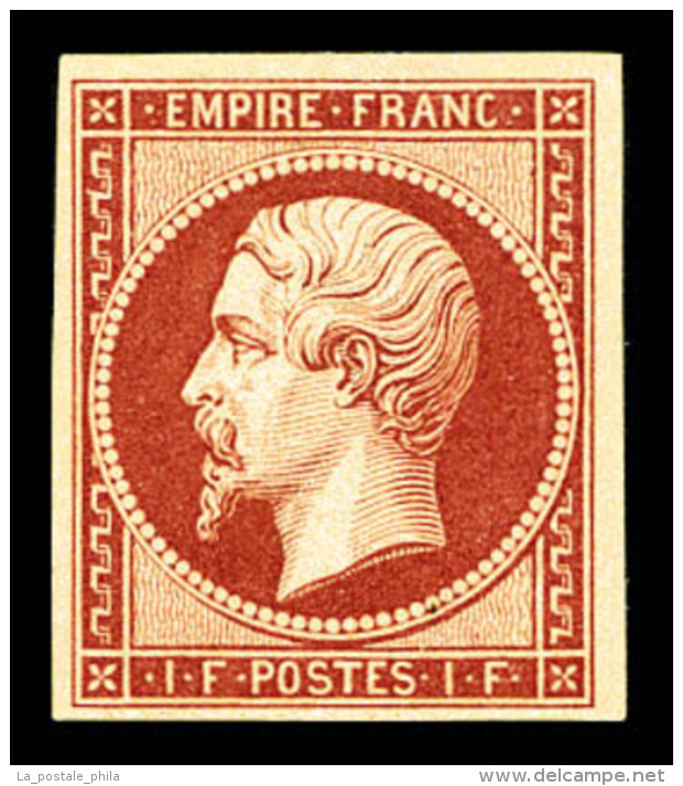 ** N&deg;18d, 1F Carmin, Impression De 1862, Fra&icirc;cheur Postale, SUP (sign&eacute; Scheller/certificat)   ... - 1853-1860 Napoléon III.