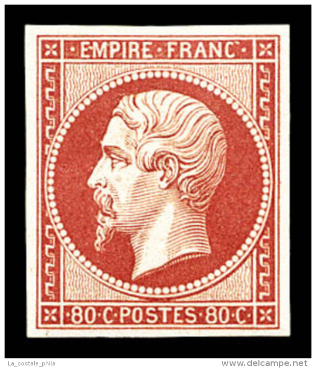 ** N&deg;17Ah, 80c Carmin-rose, Impression De 1862, Fra&icirc;cheur Postale, SUPERBE (certificat)   ... - 1853-1860 Napoléon III.