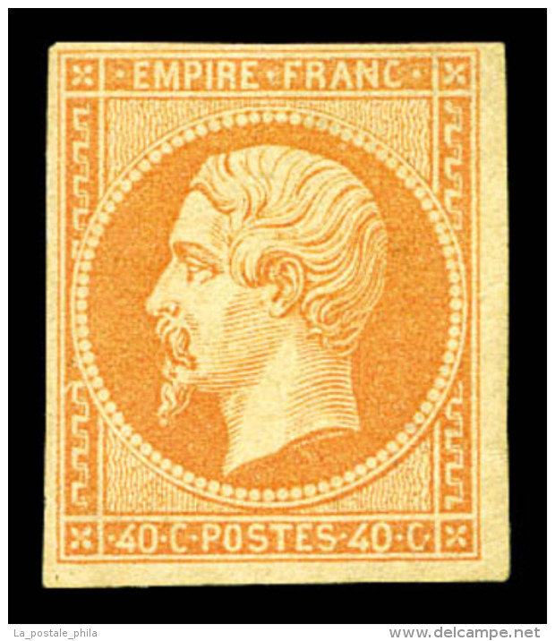 * N&deg;16j, 40c Orange P&acirc;le. TB (certificat)    Qualit&eacute;: *   Cote: 3800 Euros - 1853-1860 Napoléon III.