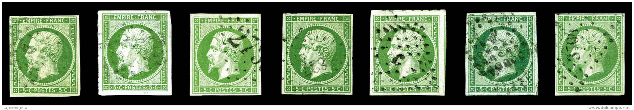 O N&deg;12, 5c Empire, 7 Exemplaires Avec Nuances Diff&eacute;rentes. TB/TTB    Qualit&eacute;: O   Cote: 1025... - 1853-1860 Napoleon III