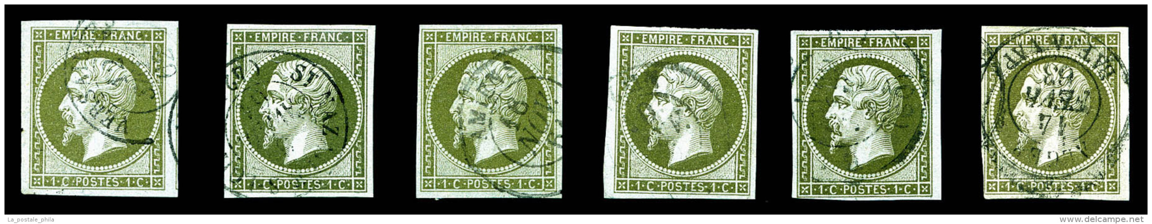 O N&deg;11, 1c Empire, 6 Exemplaires Avec Nuances Differentes. TB/TTB    Qualit&eacute;: O   Cote: 570 Euros - 1853-1860 Napoleon III