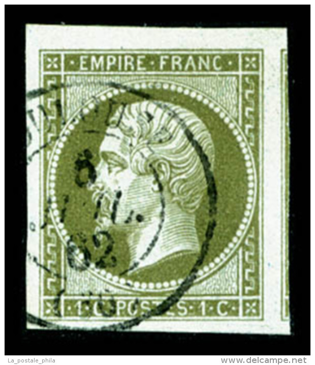 O N&deg;11, 1c Olive, Quatre Belles Marges, Obl C&agrave;d Toulouse Du 6 Juillet 1862, Pi&egrave;ce Choisie... - 1853-1860 Napoléon III.