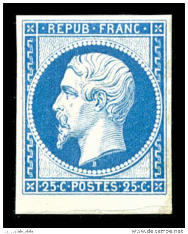 ** N&deg;10c, 25c Bleu, Impression De 1862, Petit Bord De Feuille, Fra&icirc;cheur Postale, SUPERBE (certificat)   ... - 1852 Louis-Napoléon