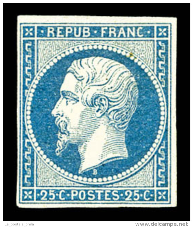 * N&deg;10, 25c Bleu, TB. R.R. (certificat)    Qualit&eacute;: *   Cote: 5250 Euros - 1852 Louis-Napoléon