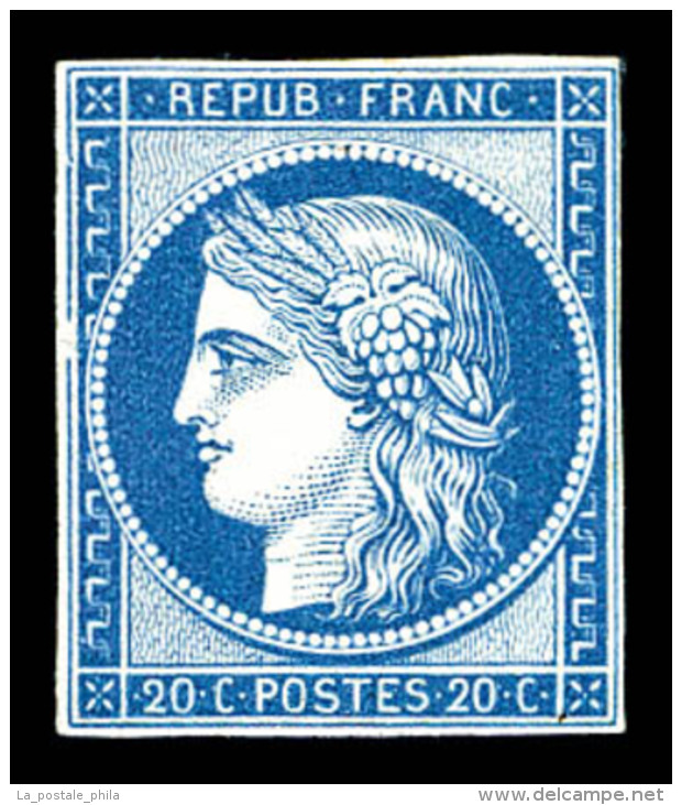 (*) N&deg;8f, 20c Bleu, Impression De 1862. Marges Courtes Mais Intactes (sign&eacute; Scheller)    Qualit&eacute;:... - 1849-1850 Ceres