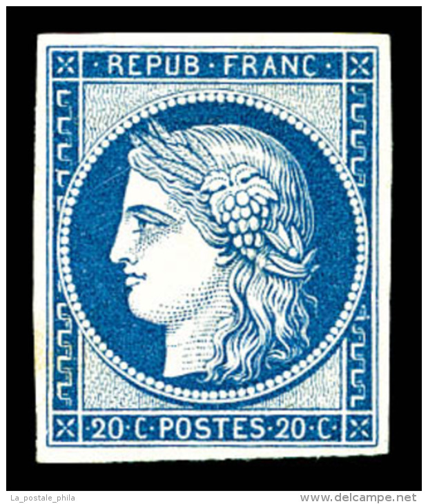 * N&deg;8f, Non &eacute;mis, 20c Bleu-fonc&eacute;, Impression De 1862, TTB (certificat)    Qualit&eacute;: *  ... - 1849-1850 Ceres