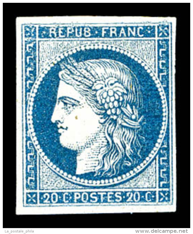 (*) N&deg;8b, Non &eacute;mis, 20c Bleu Fonc&eacute;, Grande Fra&icirc;cheur, RARE Et SUP (sign&eacute;... - 1849-1850 Ceres