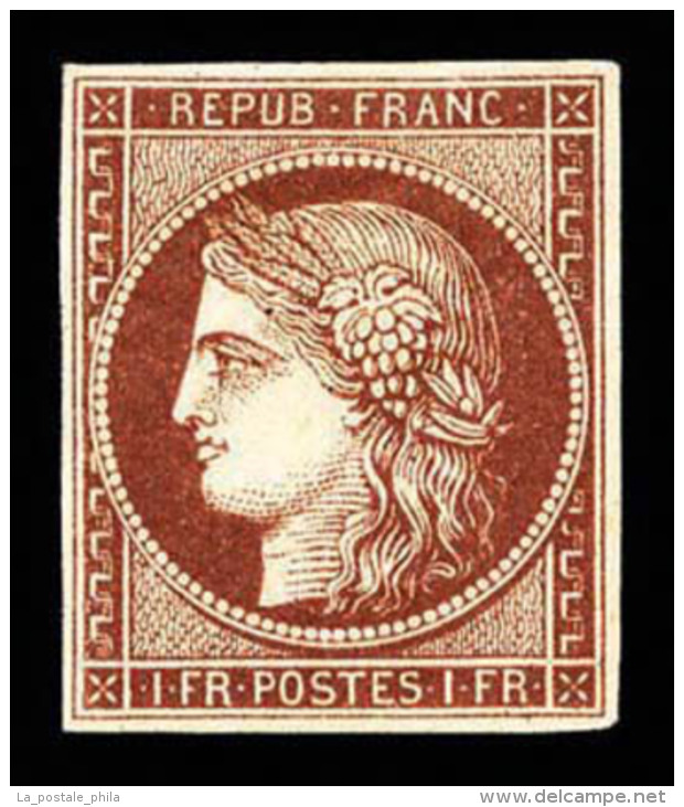 * N&deg;6B, 1F Carmin Brun, FRAICHEUR POSTALE, RARE Et SUPERBE (sign&eacute;/certificats)     Qualit&eacute;: *  ... - 1849-1850 Ceres