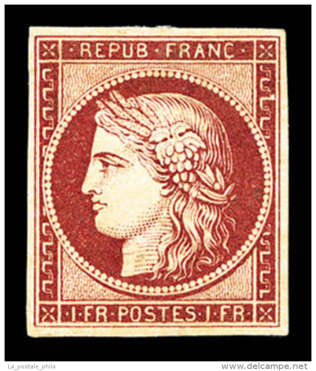 * N&deg;6, 1F Carmin Fonc&eacute;, Pelurage En Marge, Grande Fra&icirc;cheur, Tr&egrave;s Jolie Pi&egrave;ce, RARE... - 1849-1850 Ceres