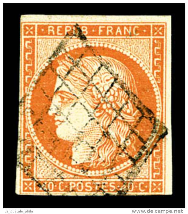 O N&deg;5d, 40c Orange, Chiffres '4' Retouch&eacute;s, Oblit&eacute;ration Grille. TB. R.R (sign&eacute;... - 1849-1850 Ceres