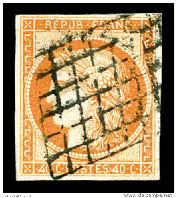 O N&deg;5d, 40c Orange Avec '4' Retouch&eacute;, Oblit&eacute;ration Grille, R.R. SUP (sign&eacute;... - 1849-1850 Ceres