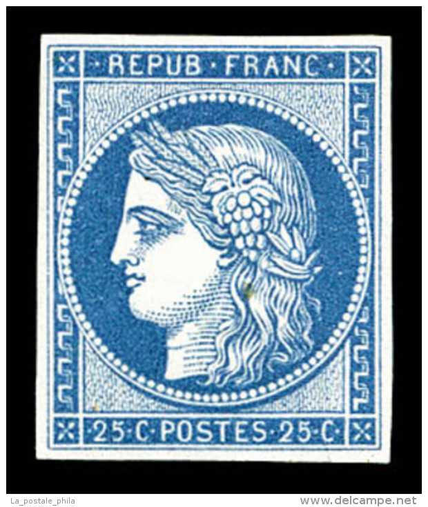 (*) N&deg;4d, 25c Bleu, Impression De 1862. TB (sign&eacute; Sheller/certificat)    Qualit&eacute;: (*)   Cote: 600... - 1849-1850 Ceres